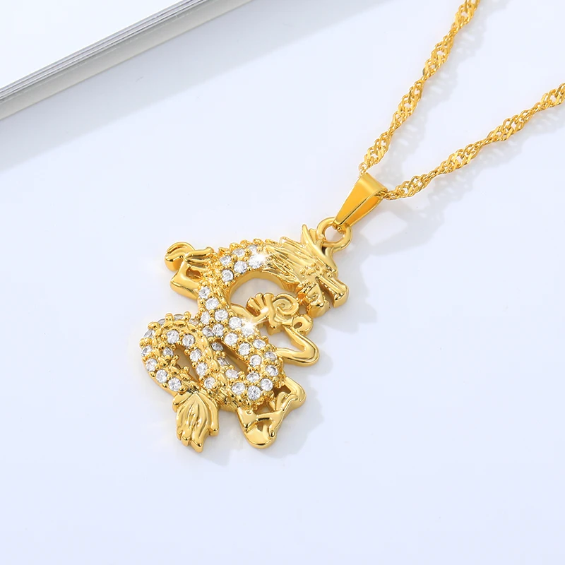 Ювелирные изделия в стиле панк 2020 ожерелье с кулоном виде дракона фианитами для