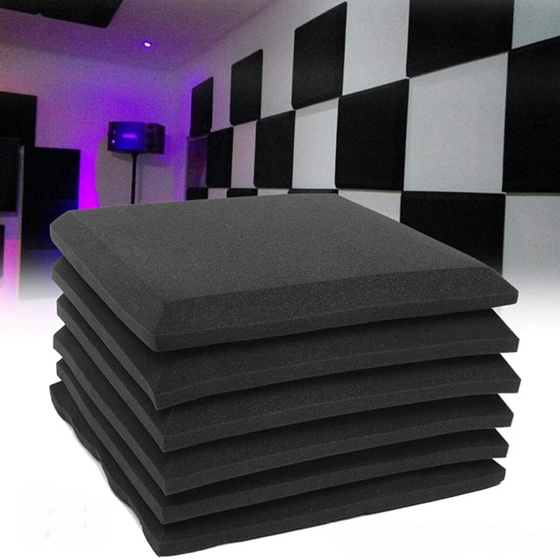 

6 Pcs Wall Soundproof Acoustic Foam Studio Sound Absorption Insulation Cotton Wall Panel Flame Retardant,50X50X5cm