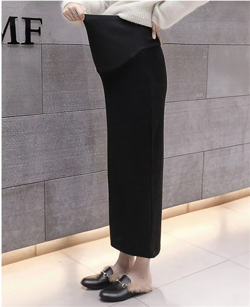 Платье Poungdudu для беременных женщин юбка Осенняя новая Длинная вязаная с разрезом