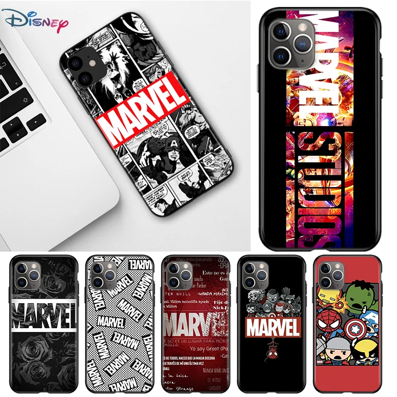 Мстители Marvel для Apple iPhone 12 11 Pro Max mini XS XR X 8 7 6 6S Plus 5S SE 2020 черный мягкий чехол телефона