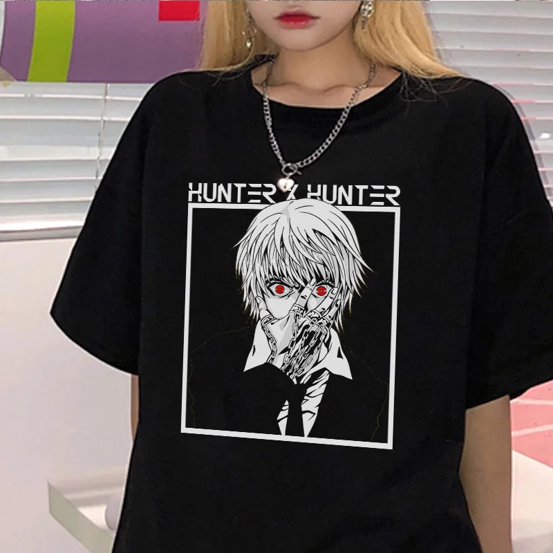 Gothic Kurapika Loose Short sleeve tops Hunter X printing Anime Unisex Tee Women T-Shirt Vintage Punk Ulzzang Streetwear | Женская