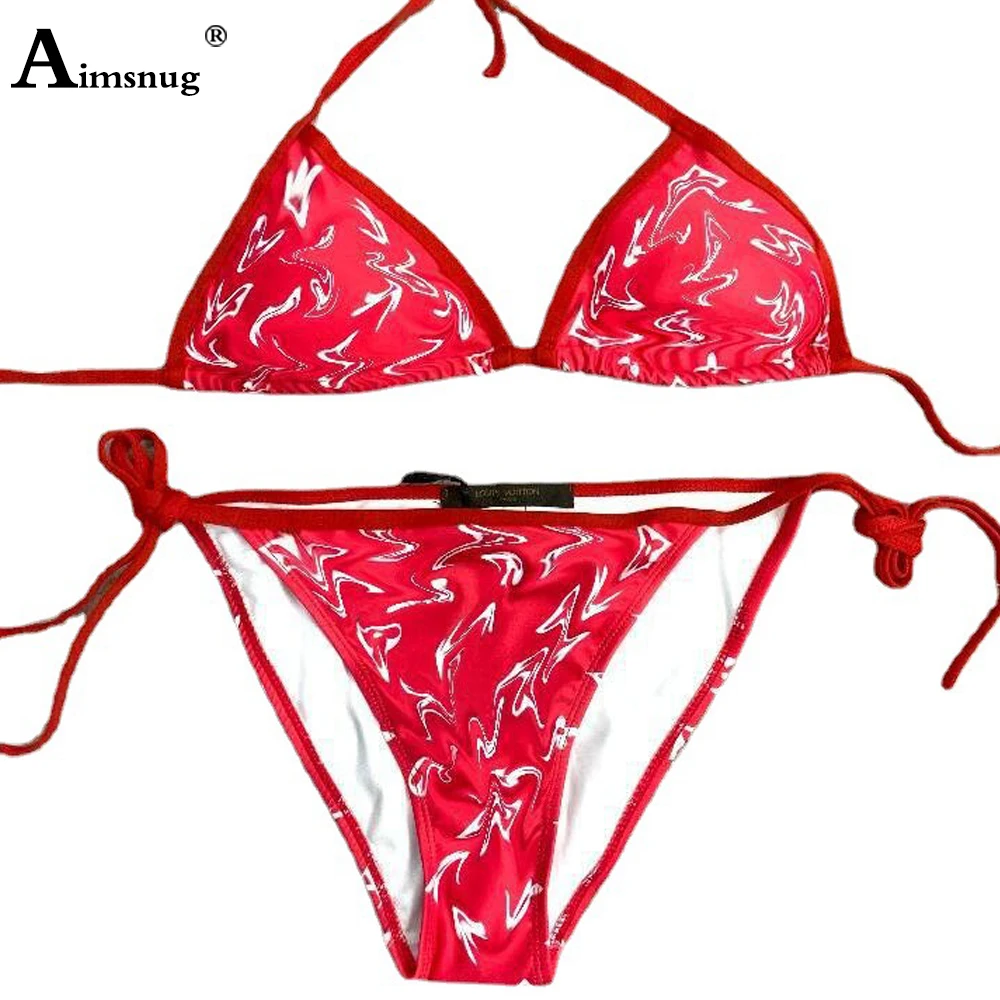 

2021 Women Bikini Set Retro 3D Print Two Pieces Swimwear Thong Beachwear 2PCS Swim Outfits Sexy Femme Push Up Bandage Swimsuit