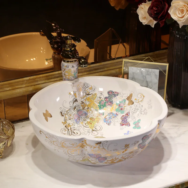 Европейский стиль раковина в форме цветка искусство Цзиндэчжэнь столешница