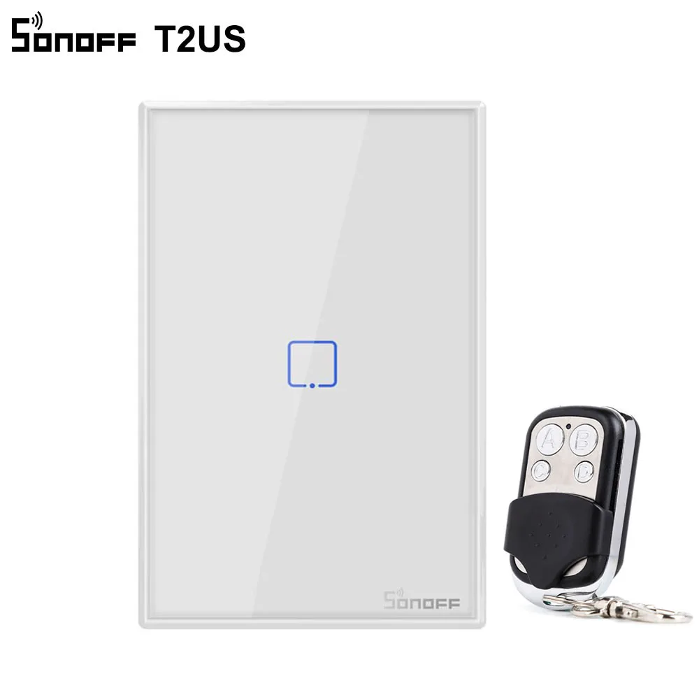 1gang with RC Sonoff T2 1 2 3 банда умный WiFi сенсорный переключатель панель США WiFi RF/APP/Touch управление настенный светильник переключатель умный дом работает с Alexa - Комплект: 1gang with RC