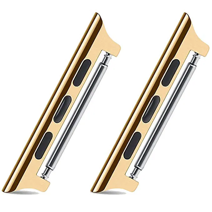 Gold 2 pcs Адаптер соединитель для Apple Watch 4 3 2 Ленточные модели легко установить бесшовные алюминиевые наручные Linker ремень разъем 38 мм 42 мм - Цвет ремешка: Gold 2 pcs