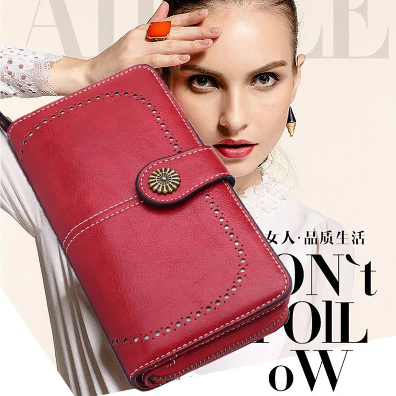 Горячая Распродажа женский клатч кожаный кошелек Женский Ретро Длинный на