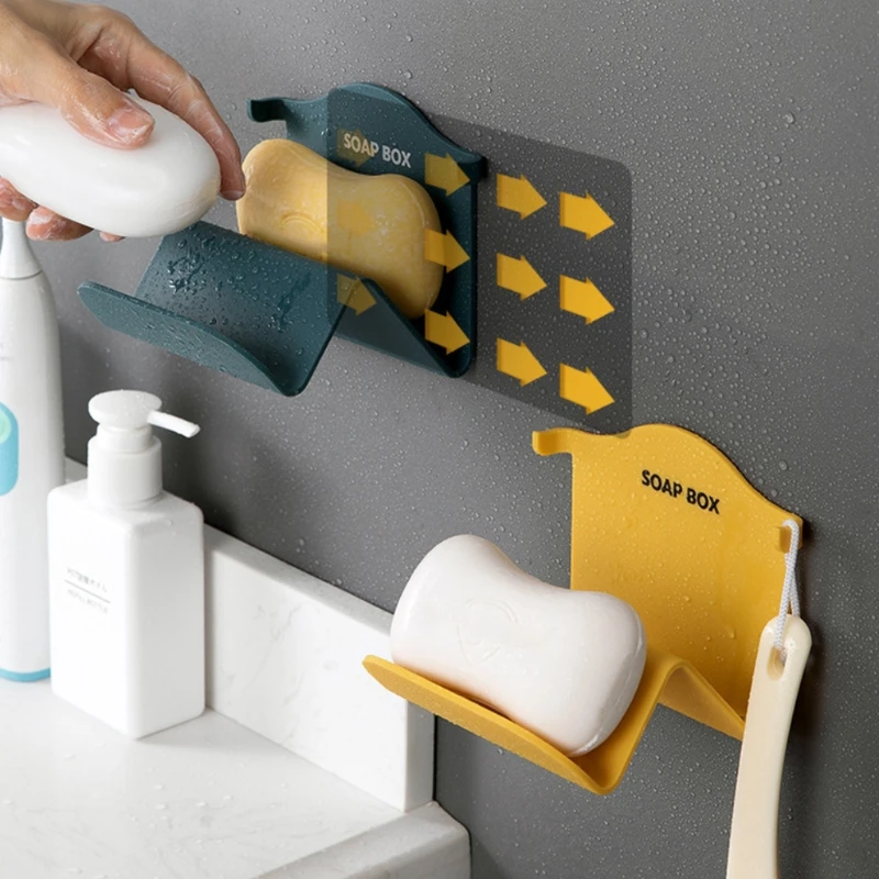 

Bathroom Wall-mounted Punch-free Soap Box W-shaped Perfumed Soap Storage Rack