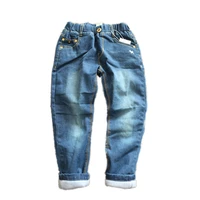 bbd new childrens pants leisure washed embroidered jeans velvet warm soft high quality kids clothes
