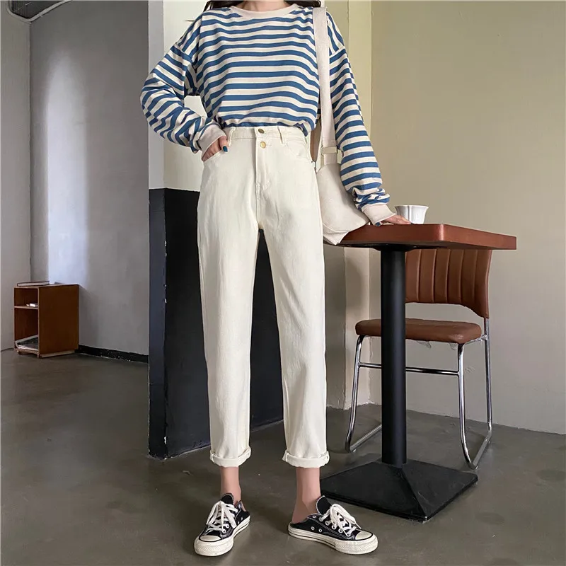

DD028 New Korean style loose high-waist straight-leg pants trendy pants jeans