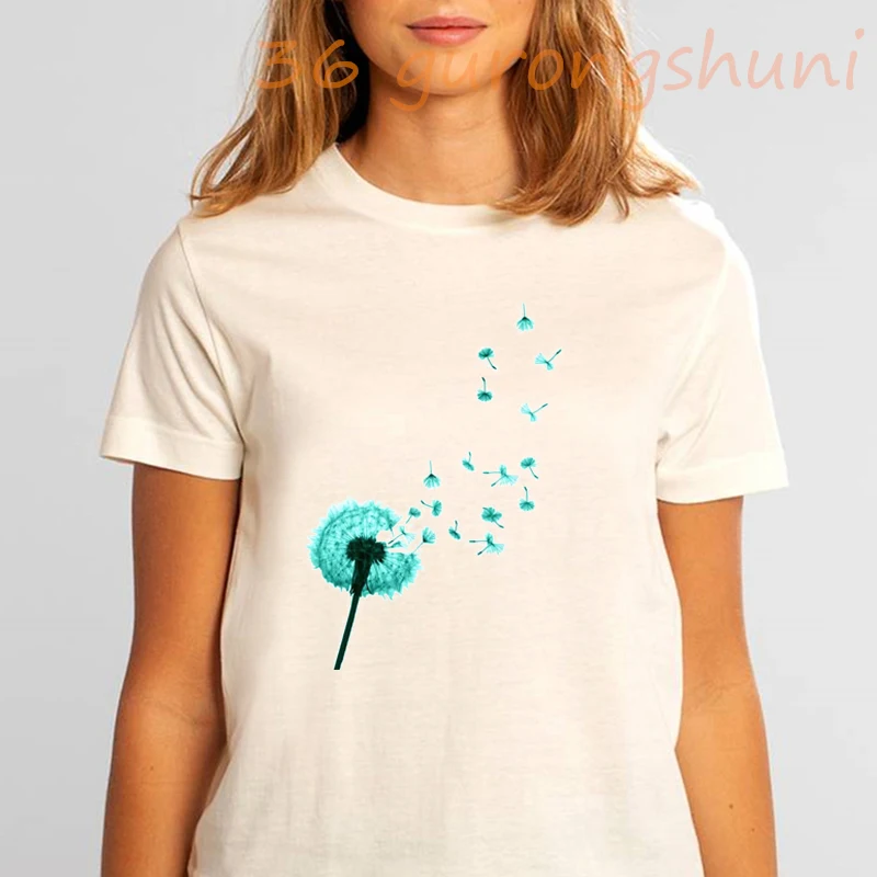

t shirts for Taraxacum tshirt Watercolor dandelion flying graphic tee tops cute plant print goth t shirt women clothes harajuku