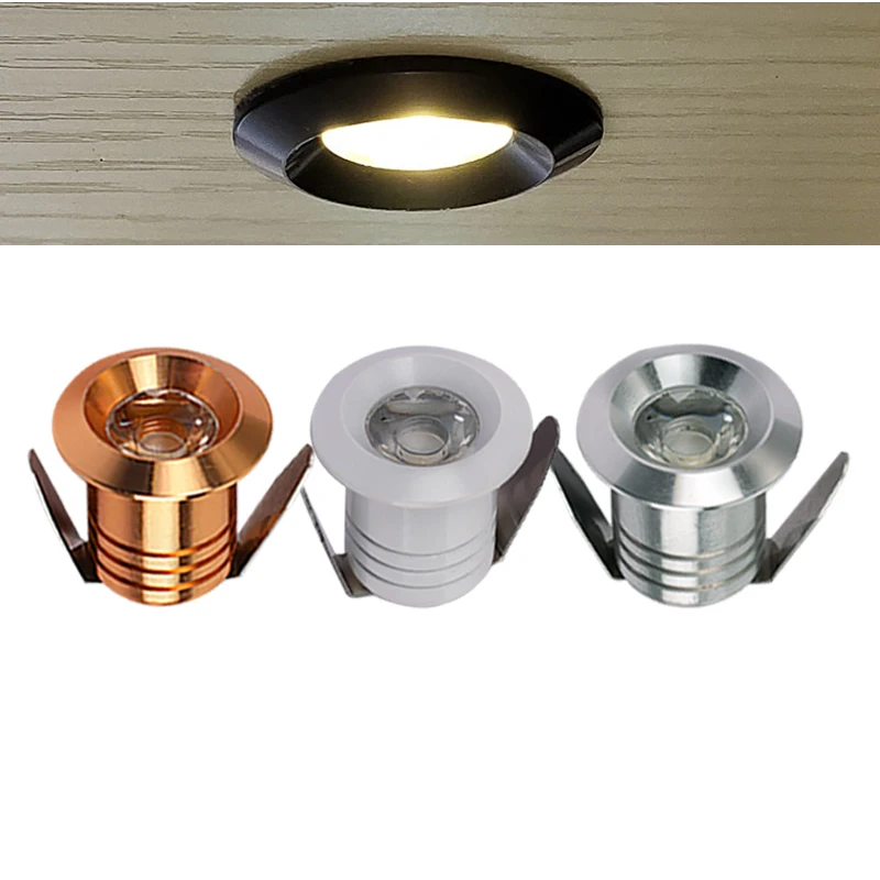 

Silvery/Black/White/Golden Mini LED Downlights 1W 3W 20mm 100V-240V DC12V Jewelry Display Ceiling Recessed Cabinet Spot Lamp