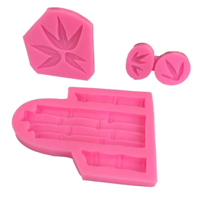 

New bamboo leaf combination silica gel mold chocolate turn sugar baking cake mold gypsum drop glue to place objects