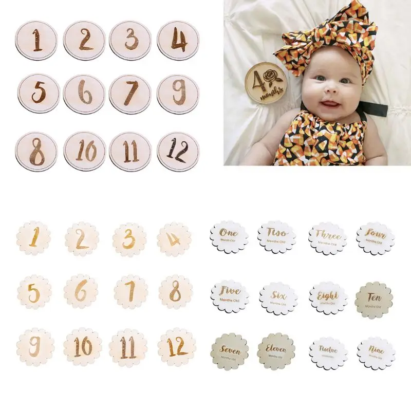 

Nordic Simple Baby Birth Month Day Cards Birthday Memorial Milestone Wood Card