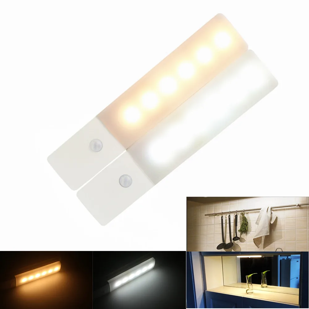 

6 LEDs Induction Wardrobe Step Lights Bar Lighting LED Cabinet Light IR Infrared Motion Detector Sensor Closet Night Light Lamp