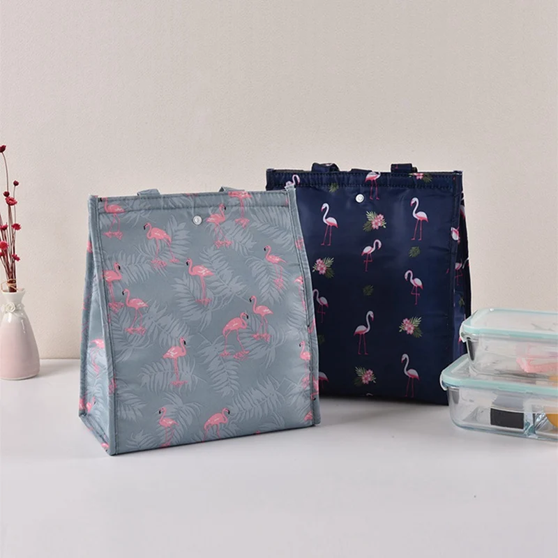 

Lunch Box Fold Thermal Bag Insulated Cold Canvas Stripe Picnic Carry Case Thermal Portable Lunch Bag Cute Print Handbag
