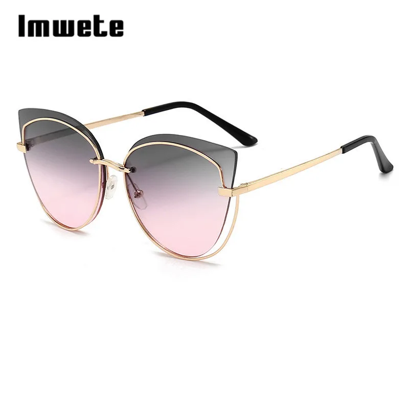 

Imwete 2022 Fashion Sunglasses Women Men Metal Frame Cat Eye Sun Glasses Personality Trend Eyeglasses Outdoor Sunshade Mirror