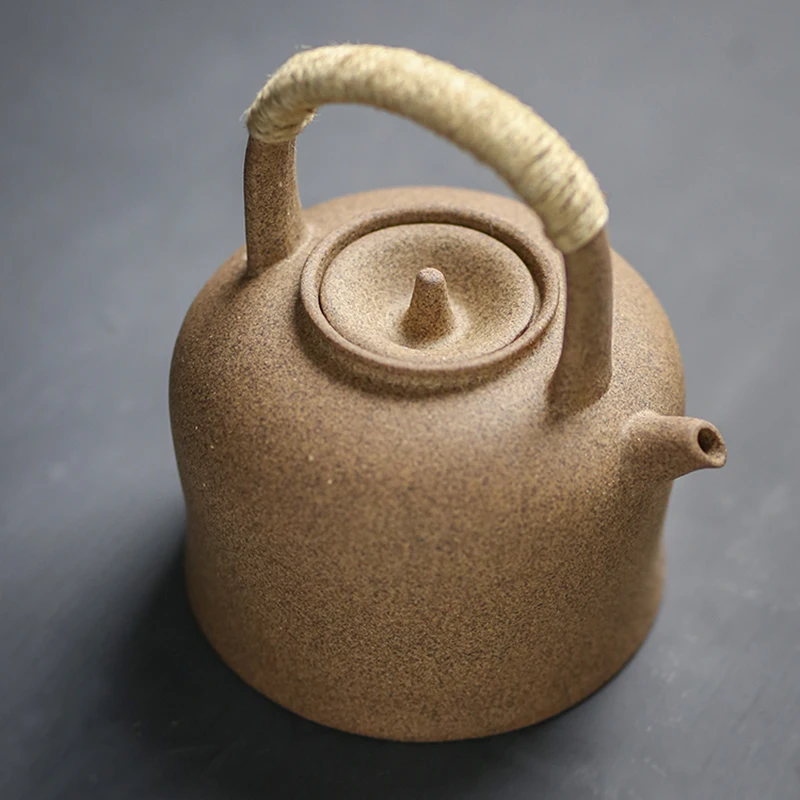 

Coarse Pottery Retro Ceramic Teakettle Yellow Small Teapot Water Kettle Kitchen Accessories Chaleira Household Utensils AH50SH
