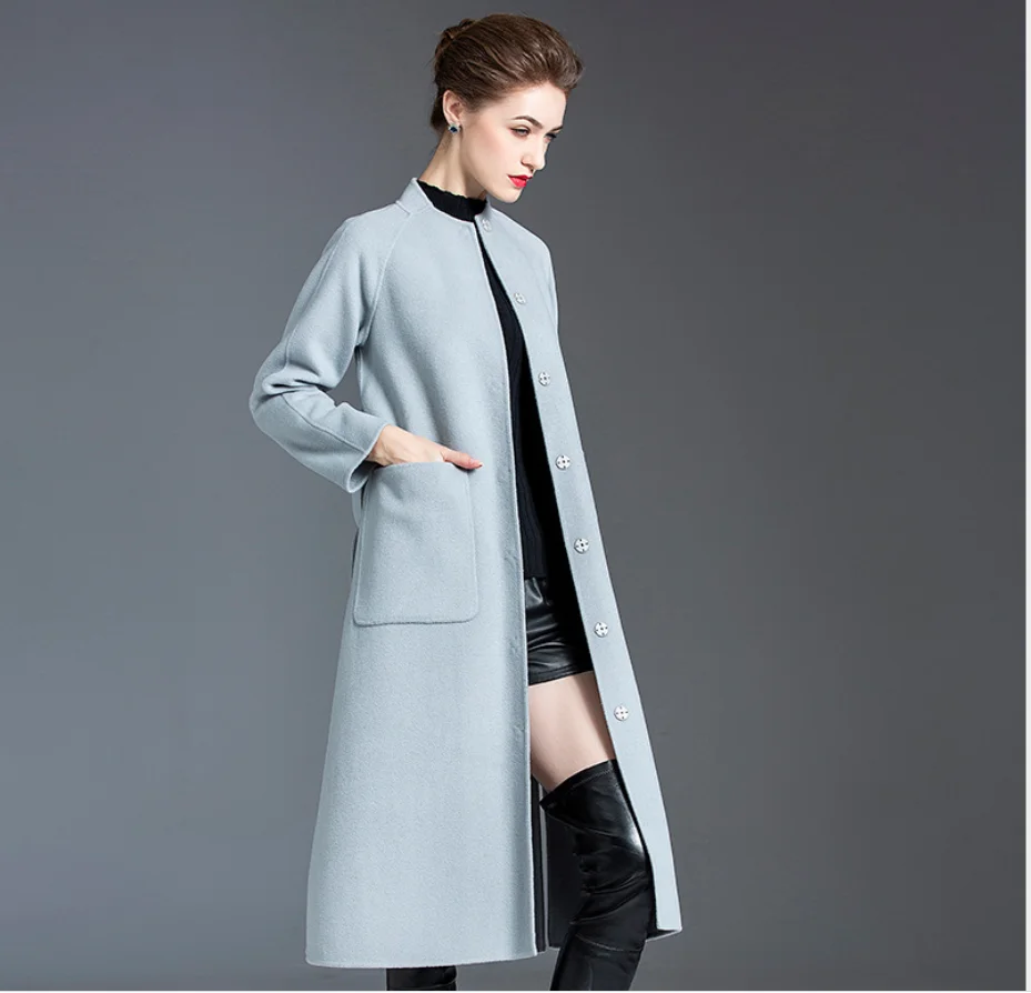 

2020 Women Woolen Coat 100% Wool Material jackets Women Long Woolen Coats Cashmere jacket lady overcoat outwears clothes long