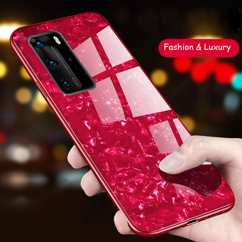 Роскошные Чехлы из закаленного стекла с мраморным рисунком трещин для Huawei P40 Pro Mate