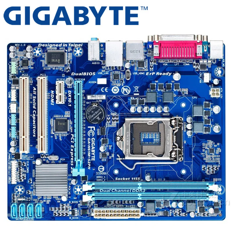 GIGABYTE GA H61M S2PH настольная материнская плата H61 Socket LGA 1155 i3 i5 i7 DDR3 16G uATX UEFI BIOS