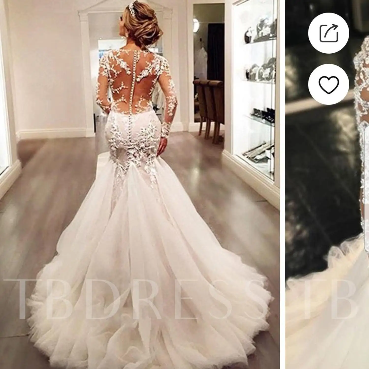 

2020 Eslieb weding dress sweetheart long sleeves bridal dress with beadings