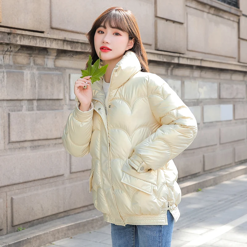 

New winter coat women's long-sleeved down padded jacket plus velvet cotton thickened warmth thick coat women's vest short collar