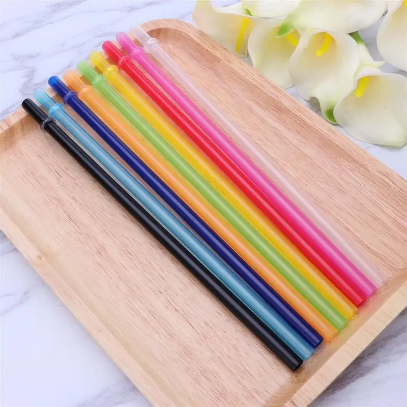 

25pcs Pure Color Plastic Thick Drinking Straws Party Disposable Tableware Straw for Party Home Use with Brush (Mixed Colors)