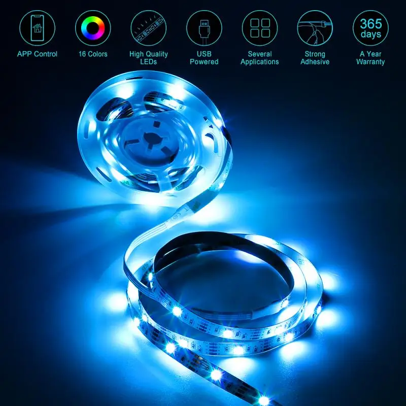 Smart LED Strip Lights 50Ft 5050 RGB Rope Music Sync Bluetooth App Controlled Remote Color Changing TV Back | Лампы и освещение