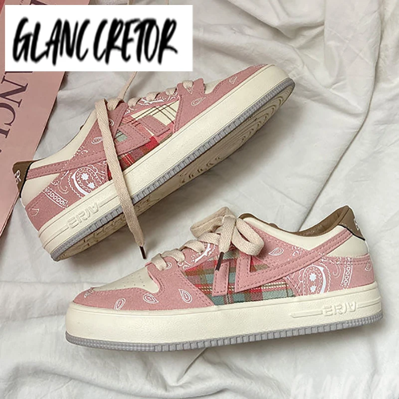 

Женские кроссовки в Стиле Лолита, розовые кроссовки с банданами, лоскутные туфли, повседневная обувь, INS стиль, лето 2021