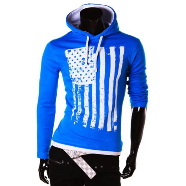 Футболка с капюшоном и принтом флага США 2015 | Мужская одежда
