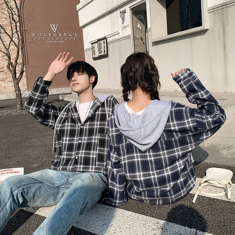 Осенняя тонкая клетчатая куртка для пар винтажный Кардиган с длинным рукавом