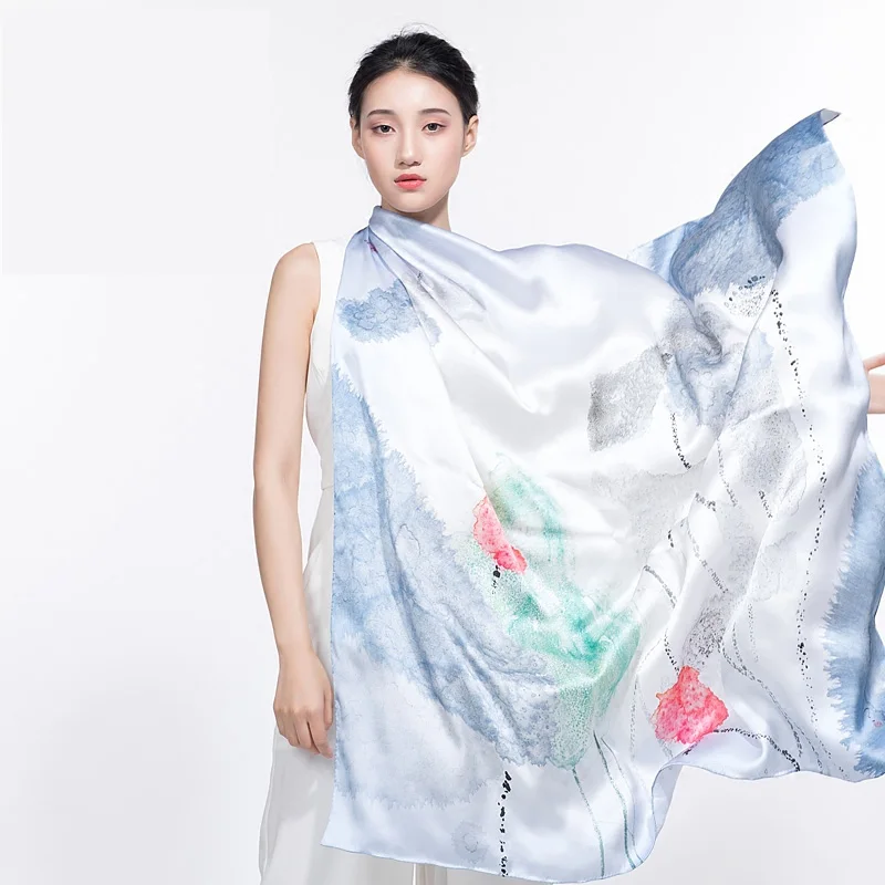 

★Shanghai story official flagship store silk kerchief female counters with mulberry silk satin scarves shawls