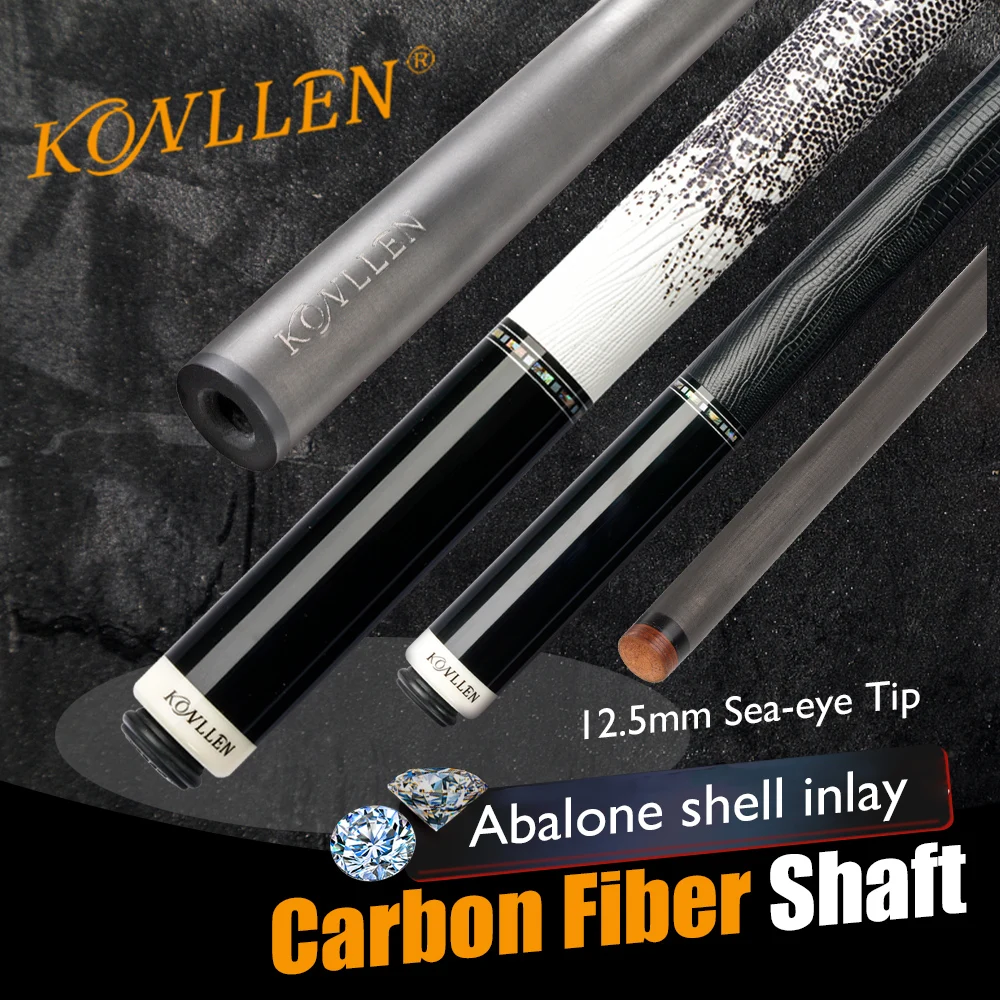 

KONLLEN Cues Carbon Energy 12.5mm Carbon Fiber Pool Cue Shaft Stick 3/8*8 Radial Pin Joint Abalone Shell Inlay KONLLEN Cues Kit