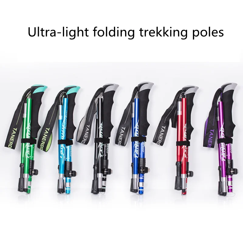 

5-section outdoor folding trekking pole, camping portable trekking trekking pole, aluminum alloy telescopic trekking pole