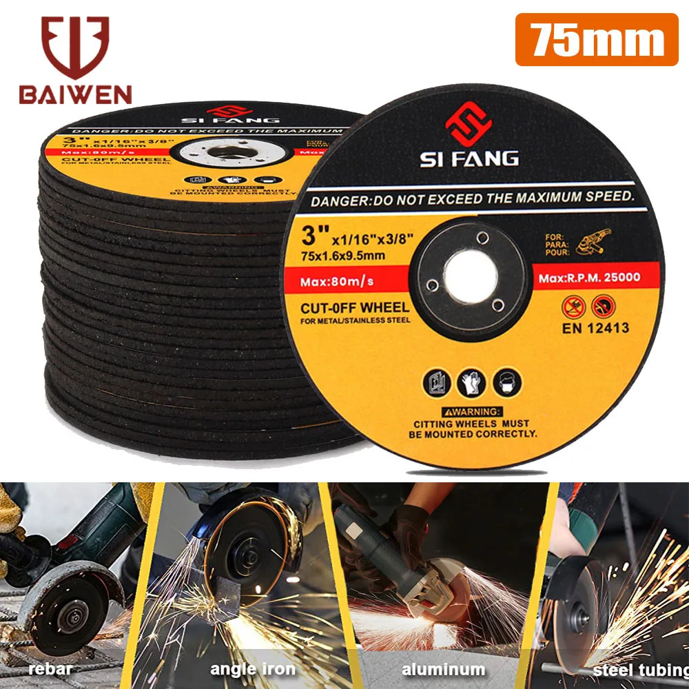 

5-50Pcs 75mm Metal Cutting Disc Grinding Wheel Resin Cut Off Circle Grinder Wheels for Iron Steel Pipe Bar 3''x1/16''x3/8''