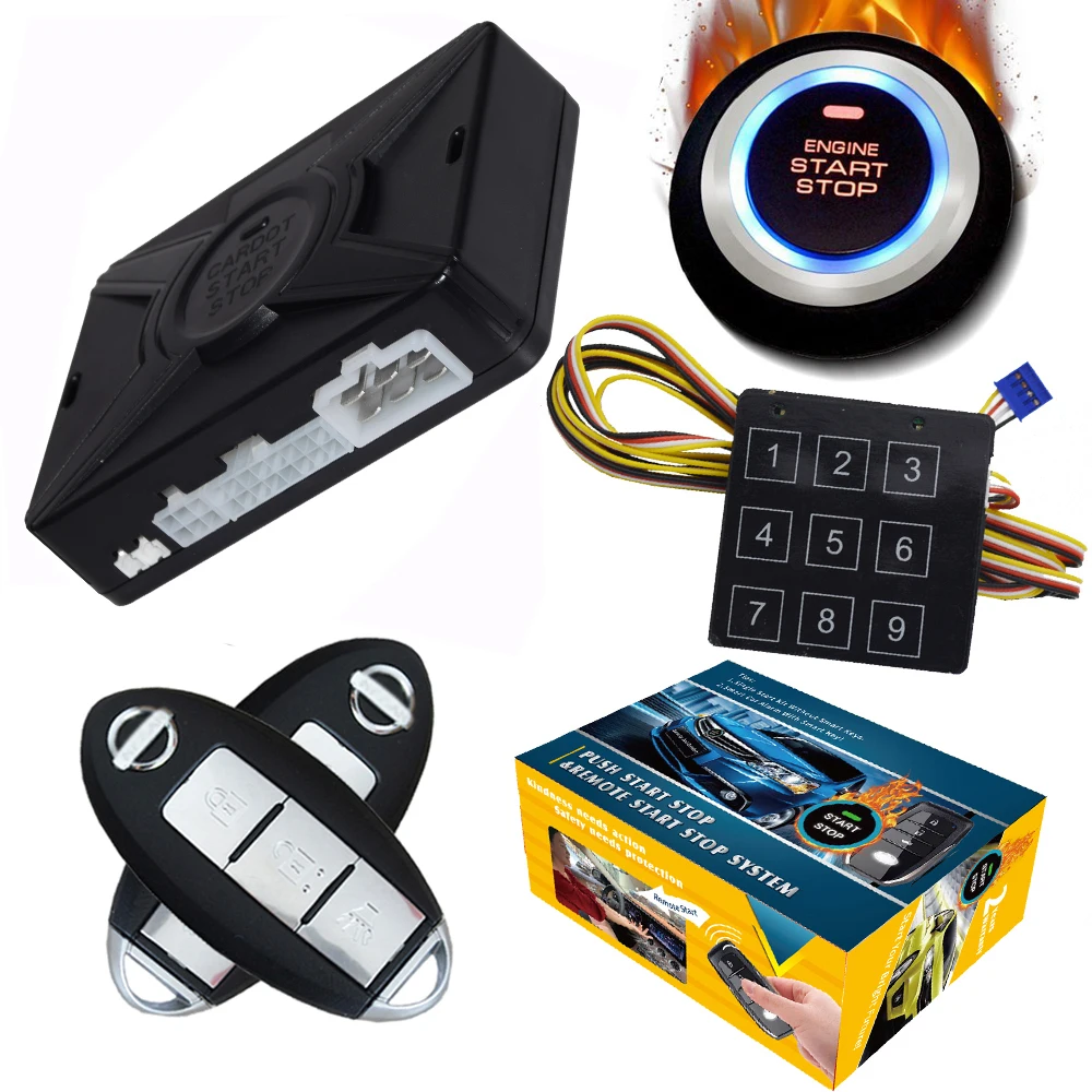 Cardot Автомобильная бесключевая система запуска двигателя сигнализации кнопка