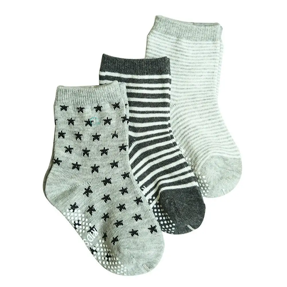 

6 Pairs Cute Non Skid Baby Toddler Anti Slip Stripes Stars Print Ankle Socks