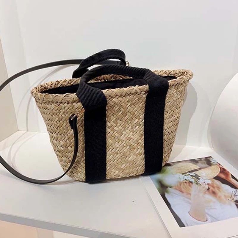 

Summer New High Quality Grass Woven Handmade Beach Bag Straw Woven Bag Purses And Handbags Luxury Designer For Woman Bolsos Sac