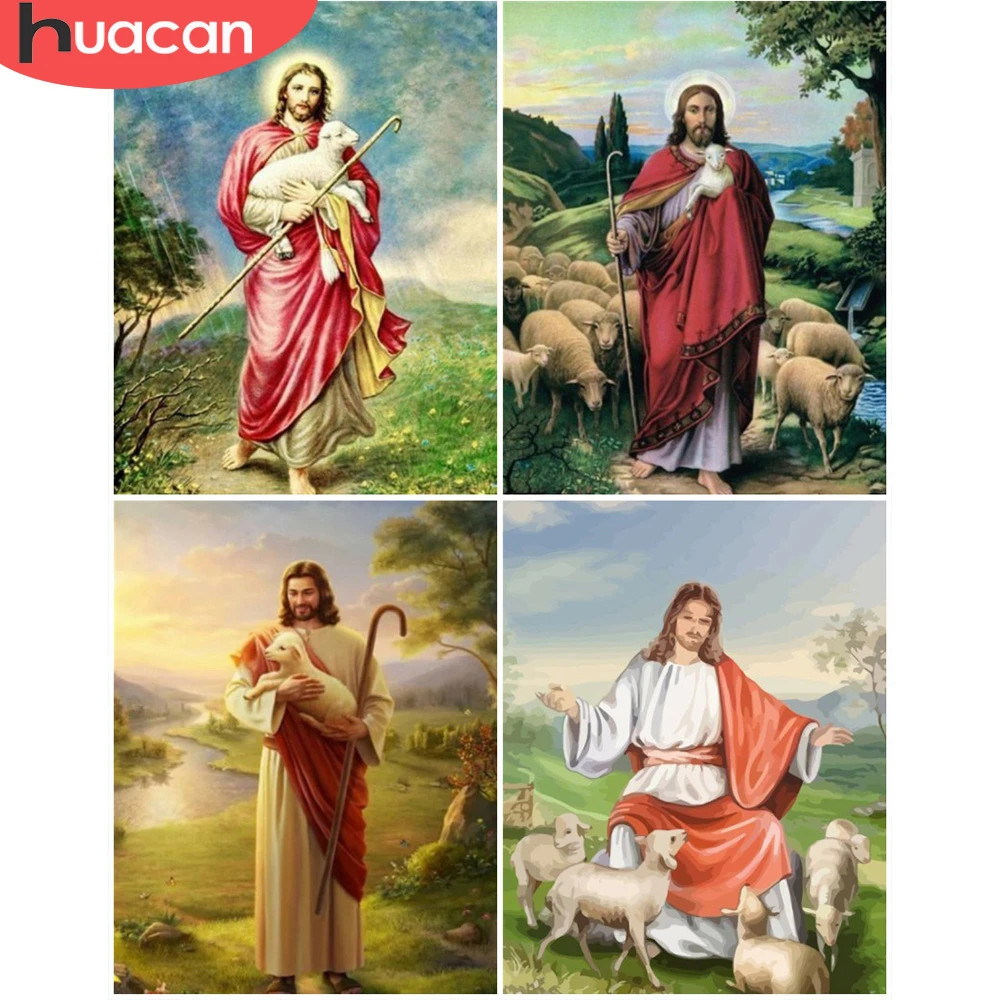 

HUACAN Oil Painting By Number Jesus Drawing On Canvas Pictures By Number DIY Christian Home Decor