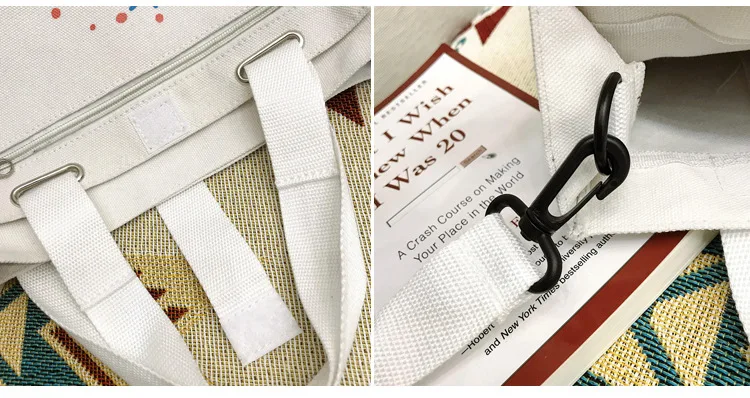 Two tide 2019 autumn shoulderbags Hasp zipper totes handbag bags canvas animal school big capacity fastener white japan | Багаж и сумки
