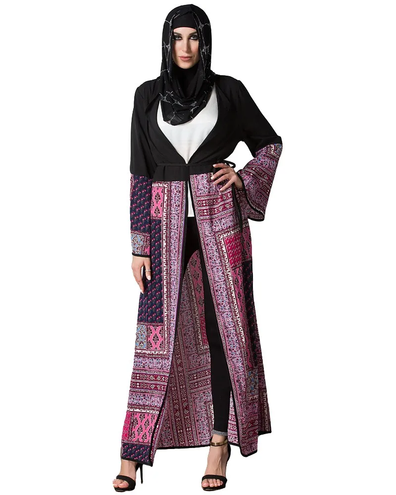 Винтаж Boho для женщин Большие размеры мусульманский кардиган с геометрическим