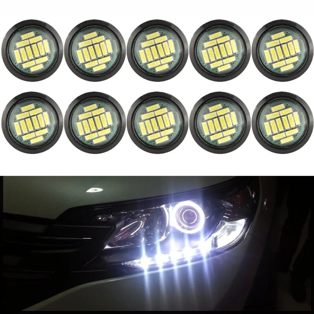 10 шт. белый 12V 15 Вт Орлиный глаз светодиодный DRL дневные ходовые огни для машины