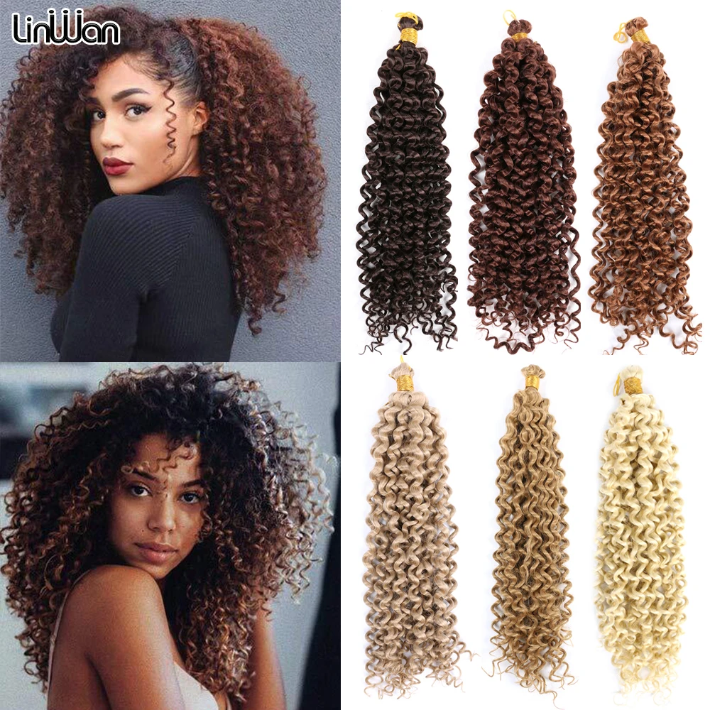 

Synthetic Crochet Braid Hair Extensions 14Inch Water Wave Afro Kinky Curl Twist African Curls Hook Ombre Braiding Hair For Women