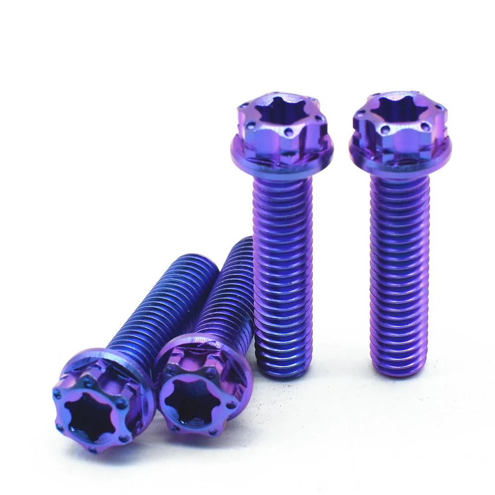 6 шт. титановые болты M6X25mm DIY MTB Горелые синие фиолетовые цветные полые фланцевые