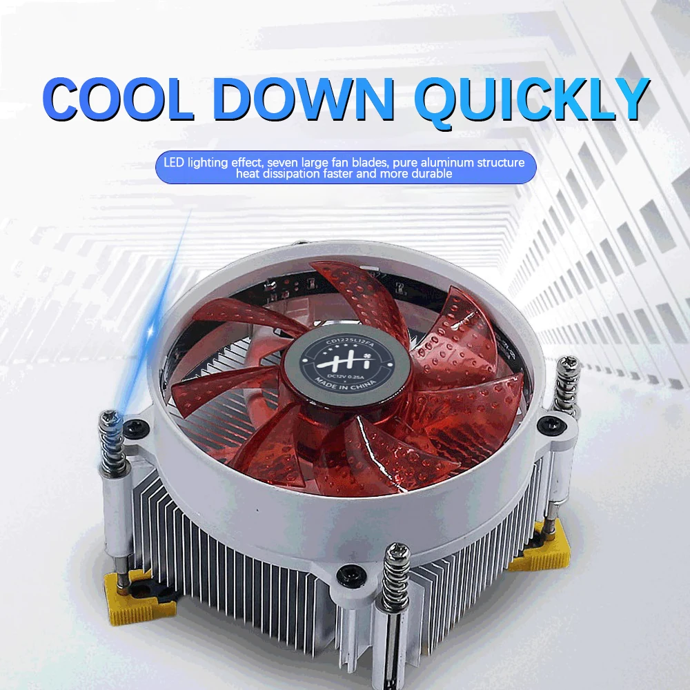CPU Radiator, Built-in 12 LED Colorful Hydraulic Bearing Silent Radiator for 1366 Desktop Computer