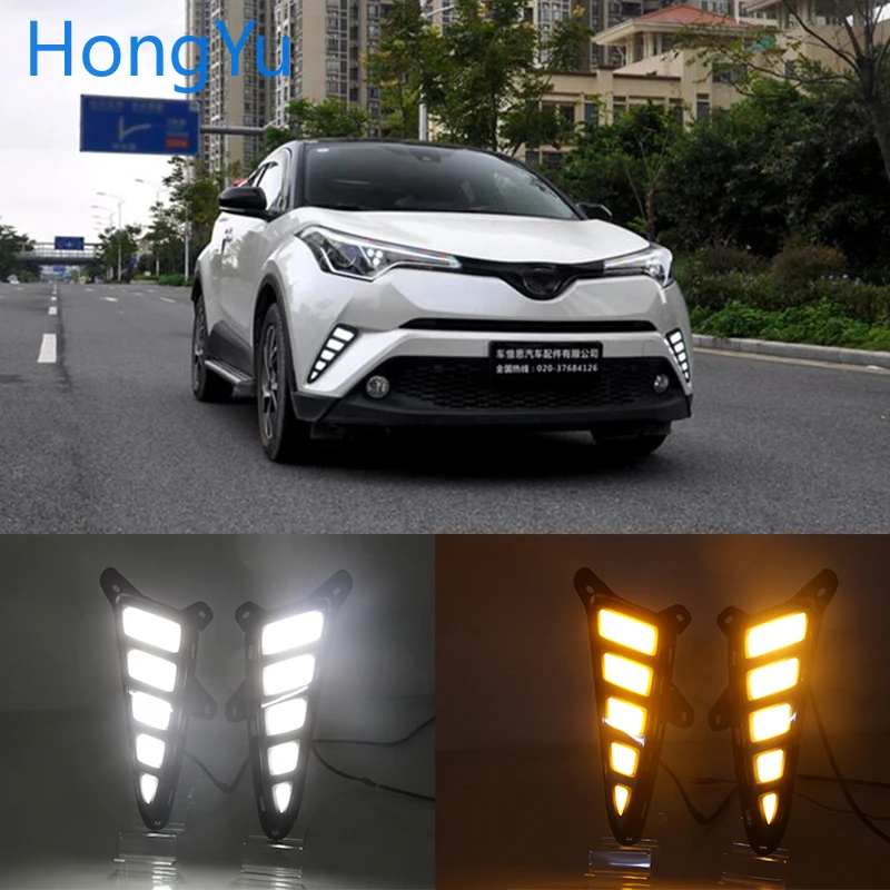 Мигающий светодиодный DRL Дневной светильник s для Toyota C HR ЧР 2017 2018 2019 с желтым