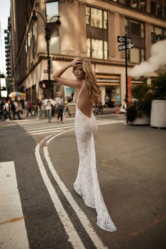 

Lace Long Dress Women Sexy Backless White Halter Maxi Slim Mermaid Vestidos Festive Dress Club Dcocktail Party Dress