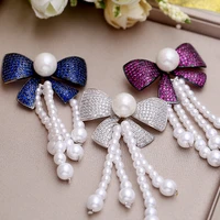 2pcs 4 37 8cm multi color cubic zirconia micro pave bowknot silver color plated shape brooch for women