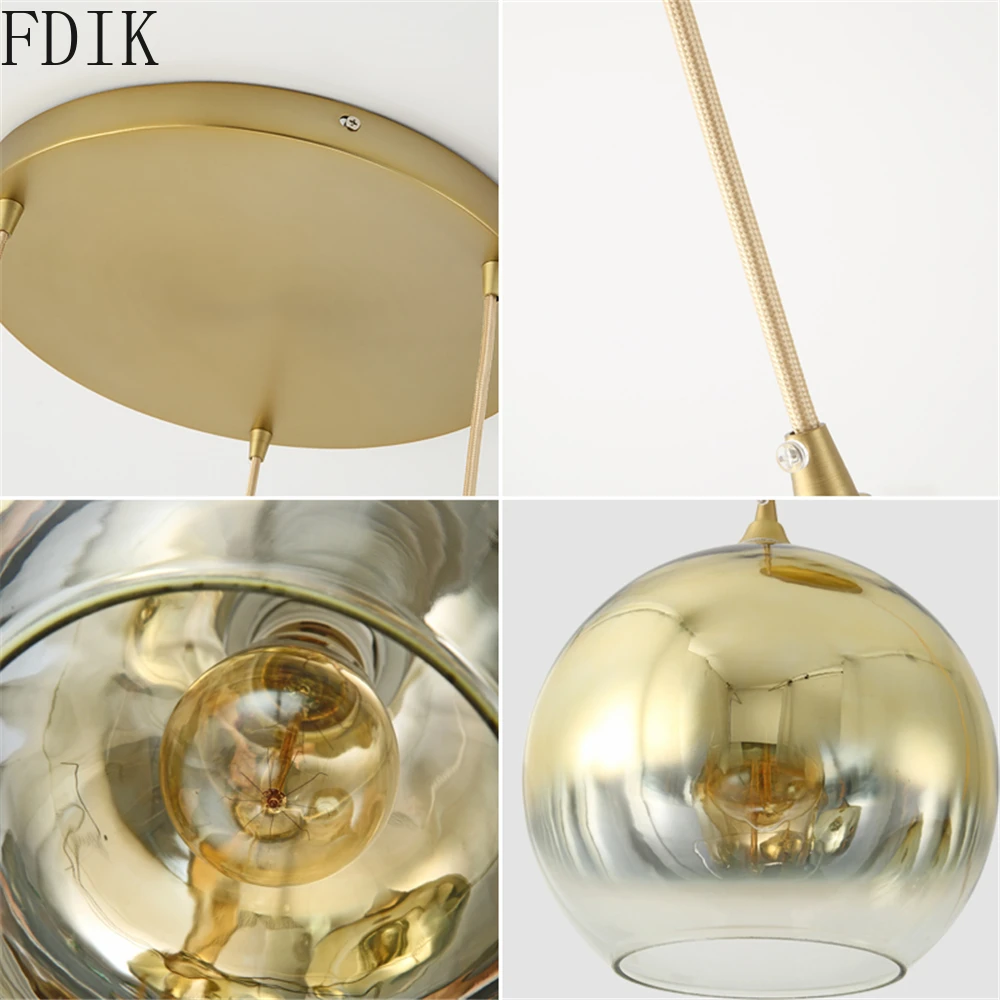 Круглые стеклянные подвесные лампы в скандинавском стиле Современный