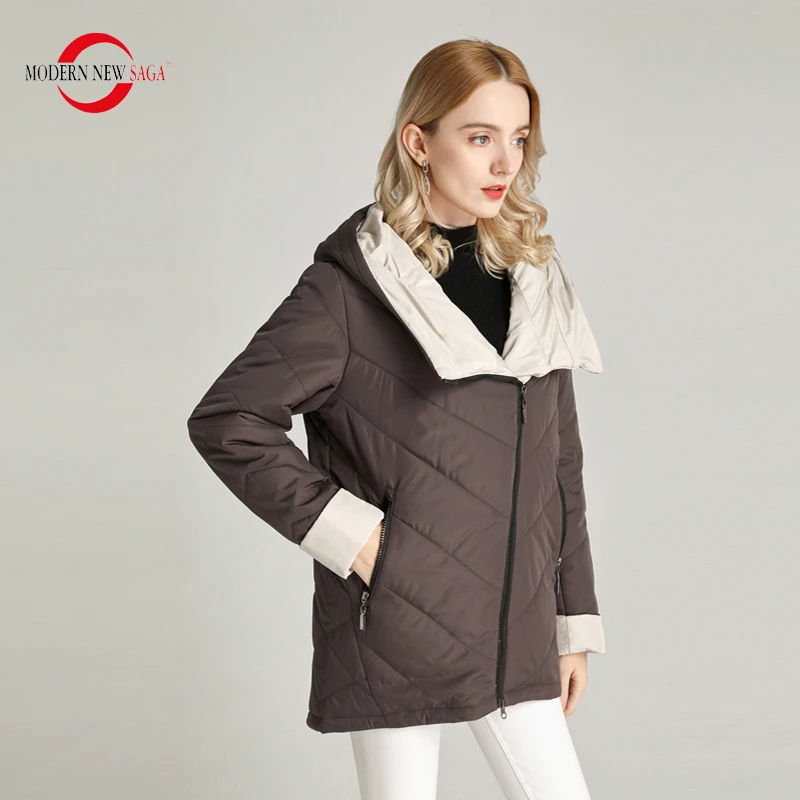 MODERN NEW SAGA 2020 Женская Куртка Весна Стеганое Пальто Полиэстер Осеннее Теплое